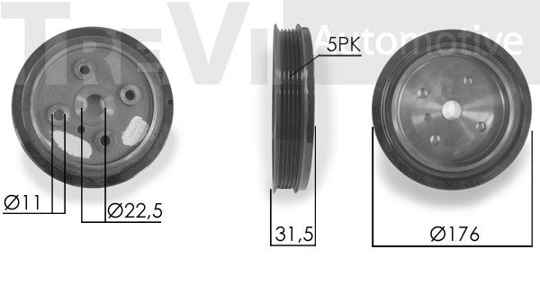 TREVI AUTOMOTIVE Ременный шкив, коленчатый вал PC1189